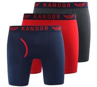 Kandor Trunken 3Pk Boxer Shorts Men's | Running | Red / Navy / Grey | UK Size Small