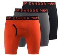 Kandor long leg mens boxers - pack of 3, stretch cotton, anti chafing boxer shorts for men, men’s underwear trunks with front opening, underpants multipack(X, TRUNKEN- PK-B, Orange Mix)