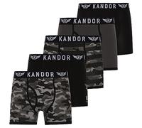 Kandor mens boxers - boxer shorts for men multipack of 5 comfortable stretch cotton men’s underwear trunks, colourful & black underpants, multi pack man briefs CAMOBEE (L,Camobee Pack B)