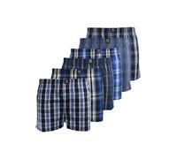 Kandor Men's Daxhe Checked Woven Boxer Shorts (Pack of 6) in Blue | Size: XL Kandor Blue XL