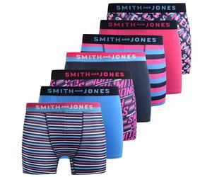 Kandor SMITH & JONES mens boxers - multipack of 7, stretch cotton men’s boxer shorts, comfortable underpants for men, colourful and black underwear trunks, multi pack man briefs(S, Taden, Blue)