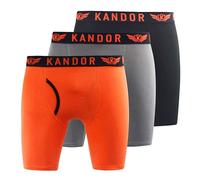 Kandor Trunken 3Pk Boxer Shorts Men's | Running | Orange / Grey / Black | UK Size Small