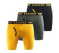 Kandor Trunken 3Pk Boxer Shorts Men's | Running | Yellow / Navy / Black | UK Size Small