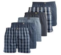 Kandor woven cotton mens boxers - multi pack of 6, loose fit boxer shorts for men, classic plaid men’s underpants, comfortable underwear trunks multipack, breathable under pants (L, Nightling)