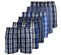 Kandor woven cotton mens boxers - multi pack of 6, loose fit boxer shorts for men, classic plaid men’s underpants, comfortable underwear trunks multipack, breathable under pants (S, DAXHE)