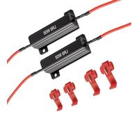 KANDUJIMU 2 PCS 50W 6Ohm LED Headlight Decoder Resistor, for Fixing LED Bulb Fast Overflash Turn Signal Flashing Error Codes, Aluminium Alloy Wirewound Housing Decoder Load Resistor (Black-2PCS)