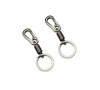KANDUJIMU 2PCS Retro Style Simple Strong Carabiner Keychain, Metal Car Key Ring with Clip Spring Fixed, Universal Auto Fob Key Keychain Holder, Vehicle Accessories for Men and Women (Blakc)