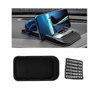 KANDUJIMU Car Dashboard Phone Holder, Non-Slip Double-Groove Auto Cell Phone Pad Mat with Number Plate, Universal Vehicle Phone Mount for All Smartphones, GPS Devices and More (Black)