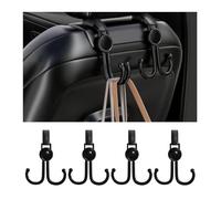 KANDUJIMU Car Headrest Hook, 4 Pack Seat Hangers Storage Organizer for Purse Coat Handbag Grocery Bags, 2 in 1 Dual Hooks Hanger, Universal Strong Backseat Holder Hooks Car Interior Accessories