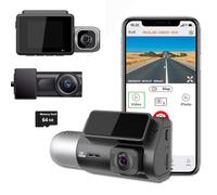 KANDUO 3 Channel Dash Cam Front and Rear inside Three Way Car DVR 2.5K+2.5K+1080P Built in WiFi APP Control GPS Tracker Infrared