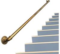 Kanduo Bar Foot Rail Kit Antique Gold Copper Stair Banister，Wall Balusters Hand Railing for Lofts Bar Counter Foot Rail Wall Staircase