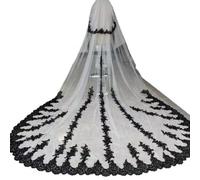 KAnduo Black+White Bridal Wedding Veil,2 Tier Lace Veil with Comb,Long Trailing Cathedral Veil for Bride Photo Studio & Ceremony Accessories(White_350*250cm)