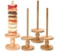 KanDuo Cake Donut Display Stand Holder, Party 4 Pieces Wooden Rustic Decor