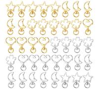 KanDuo Handmade Accessories for DIY Jewelry Making,40pcs Metal Swivel Lobster Clasp Snap Hook Pentagram Keyring Clip Metal Key Rings with Star,Flower,Heart and Moon Shape DIY Key Chains