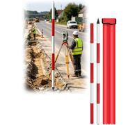 Kanduo Red Aluminum Survey Pole Aluminium Survey Pole，Detachable Centering Rod，Surveying Range Pole(200cm/78.7inch)