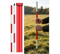 Kanduo Red Aluminum Survey Pole Aluminum Survey Rod, Red Marking Pole, for Surveying Depth Measurement(2 Meters/6.6 ft)