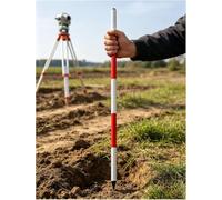 Kanduo Red Aluminum Survey Pole Survey Marking Pole, for Surveying Depth Measurement Construction(300cm/9.9 ft)