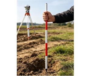 Kanduo Red Aluminum Survey Pole Survey Marking Pole, for Surveying Depth Measurement Construction(300cm/9.9 ft)