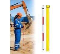 Kanduo Red Aluminum Survey Pole Total Station Surveying Equipment for Road and Municipal Engineering(6.6 Feet)