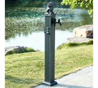 Kanduo Vertical Garden Water Column Aluminum Alloy Vertical Square Garden Water Column, Outdoor with Double Outlet Faucet, with Hook(Grey,110cm/43in)