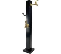 Kanduo Vertical Garden Water Column Freestanding Outdoor Vertical Garden Water Column with Copper Faucet，Square Hose Stand & Floor-Mounted Hydrant(Black C)