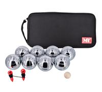 KandyToys 8 Piece Boules Set Garden Games Pentanque Set in Carry Case in Metallic Silver KandyToys Metallic Silver