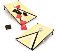 KandyToys Classic Cornhole Wooden Bean Bag Toss Garden Games Two Pack | Red & Blue | Cornhole Game 2 Player Set | Point System