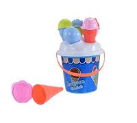 KandyToys Ice Cream Beach Bucket with 4 Ice Cream Shaped Spades & Moulds in Carry Bag