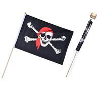 KandyToys Pirate Flag | 18 x 12 Flag On Plastic Stick | Pirate Accessories