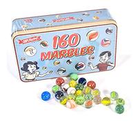 KandyToys SupeRetro 160 Piece Classic Glass Marbles in a Vintage Storage Display Tin | Novelty Kids Toys | Marbles For Kids
