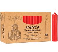 KANEA 24-Pack Pyramid Candles - Festive Tree Lights for Christmas Pyramids - Wax Decorations for Christmas Trees, 2.8 inches (7 cm) Tall, 0.55 inches (1.4 cm) Diameter for a Cozy Holiday - Red
