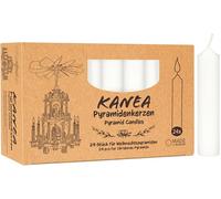 KANEA 24-Pack Pyramid Candles - Festive Tree Lights for Christmas Pyramids - Wax Decorations for Christmas Trees, 2.8 inches (7 cm) Tall, 0.55 inches (1.4 cm) Diameter for a Cozy Holiday - White
