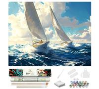 KANEDESG Paint by Numbers kit for Adults Beginner and Kids, Simple and Easy Adult Paint by Number Kits, DIY Oil Painting Crafts on 16x20Inch Canvas for Home Wall Decor or Gifts, Ocean