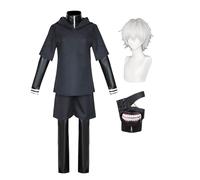 Kaneki Ken Cosplay Costume Black Anime Combat Uniform Outifts for Unisex | Anime Character Cosplay Outifts, Ken Kaneki Mask, Black Hoodie Sweatshirt Pants Full Set, Halloween Christmas Party Costumes