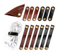 Kanemc 13Pcs Leather Cord Organizer, 3-Sizes Leather Cable Ties Taco Snap On Cord Holders Cord Keepers For Travel, USB Charging Cable Strap Winder Earphone Wrap, Gifts For Women Men