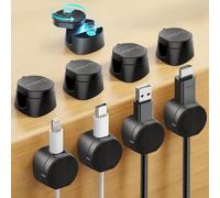 Kanemc Cable Tidy Clips, 360° Rotating Magnetic Twist-Lock Cable Management, Magnetic Cable Clips Self Adhesive Wire Organiser Desk Tidy Wire Clips for Desktop, Office, Home, Car (Black, 9 PCS)