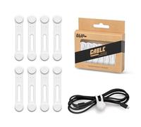 Kanemc Magnetic Cable Ties, 8 Pieces Reusable Cable Ties Cord Organiser, Magnetic Cable Tidy Clips Silicone Cable Straps for Organizing and Bundling Wires, Charging Cords, Earphone (White)