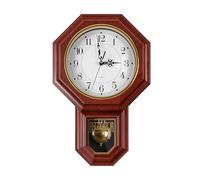 KANEODOT Regulator Wall Clock with Pendulum,Imitation Red Wood Plastic Wall Clock Battery Operated,Vintage Decorative Wall Clocks for Living Room,Farmhouse,Office,Bedroom,Kitchen,Wall Decor