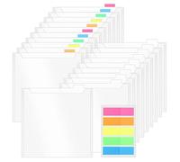 Kaneorooir 20 Pack Scrapbook Paper Storage Organizer, Waterproof Individual Top Loading Files with 100 Sticky Index Tabs for Holding Scrapbook Paper Cardstock Vinyl File Photos