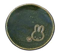 Kaneshotouki 211132 Dick Bruna Miffy Dish, Small Plate, Approx. 3.9 inches (10 cm), Mino Ware Tatara, Green, Oribe Made in Japan