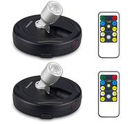 KANESIKI Wireless Spotlight Battery Operated, LED Picture Lights, Stick on Uplighting for Indoor Plant Tree Painting Artwork Portrait Photo Art, Dimmable Accent Puck Light with Remote, 2 Pack