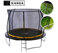 Kanga 10Ft Trampoline Outdoor Round Inc Safety Enclosure Net, Ladder & Anchor Kit (Curved Shape)