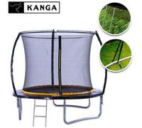 Kanga 8Ft Trampoline Outdoor Round Inc Safety Enclosure Net, Ladder & Anchor Kit (Curved Shape)