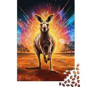 Kangaroo 1000 Piece Jigsaw Puzzle Paper for Adults Australian Outback Night Sky Relaxing Focus Decor 38x26cm/1000pcs