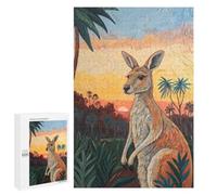 Kangaroo at Sunset Jigsaw Puzzle, 1000 PCS, Indoor Activity for The Home, An Absorbing Project for Relaxed Weekends, at Home
