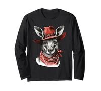 Kangaroo Cowboy Rodeo Australia Day Vintage Western Country Long Sleeve T-Shirt