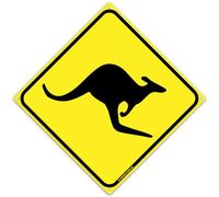 Kangaroo Crossing 12" x 12" Tin Road Sign Xing Australian Outback Theme Plaque Home Decor
