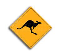 Kangaroo Crossing Sign | Outdoor Weatherproof Signage | Durable Rustproof Plaque | Yellow Xing Signs