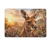 Kangaroo Double Exposure Area Rug 150 x 100 cm, Soft Non Slip Short Pile | Short pile area rug as a housewarming gift, soft underfoot feel; for guest room and reading corner