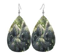 Kangaroo dreaming on the grassland Women's Teardrop Leather Earrings - Lightweight PVC Dangle Earrings, 925 Silver Hooks, Double-Sided Prints | Hypoallergenic Gift